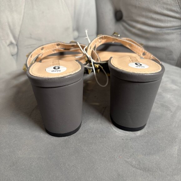 Olivia Miller Gray Studded Strappy Block Heel Sandals – Women’s Size 9 - Picture 5 of 6